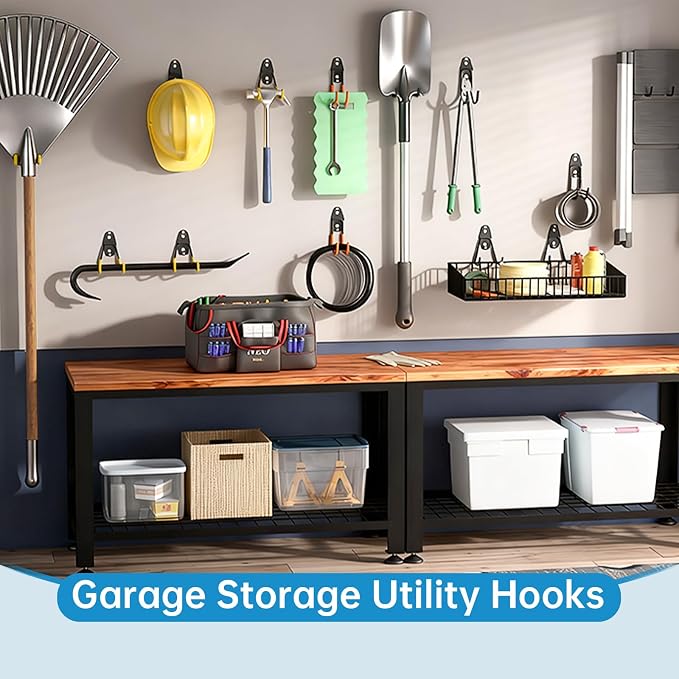 GeeWatom 2 Pack Garage Storage Utility Hooks，Garage Garden Tool Organizer，Steel - Image 4