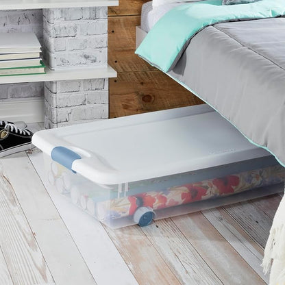 Sterilite 4-Pack 56 Quart Wheeled Latching Box, Underbed Clear Plastic Storage - Image 5