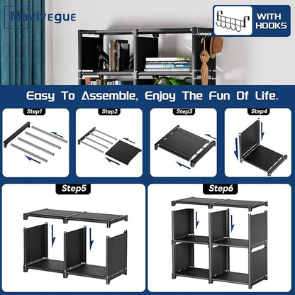 Mavivegue Bookcases: Black Cube Book Shelf, 10 Cube Tall Storage Organizer - Image 7