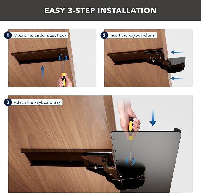 Mount-It! Under Desk Keyboard Tray – Adjustable Slide-Out Keyboard Drawer - Image 7