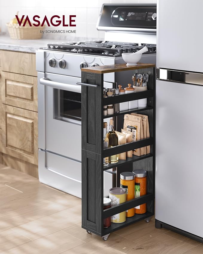 VASAGLE 4-Tier Slide-Out Storage Cart, Slim Kitchen Cart - Image 2