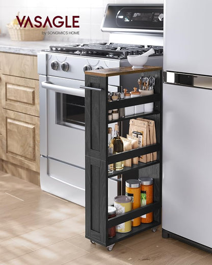 VASAGLE 4-Tier Slide-Out Storage Cart, Slim Kitchen Cart - Image 2