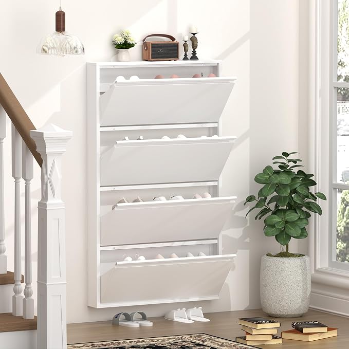 GREATMEET Shoe Rack for Closet, 6 Inch Slim Wall Mounted Shoe Cabinet, Narrow by GREATMEET