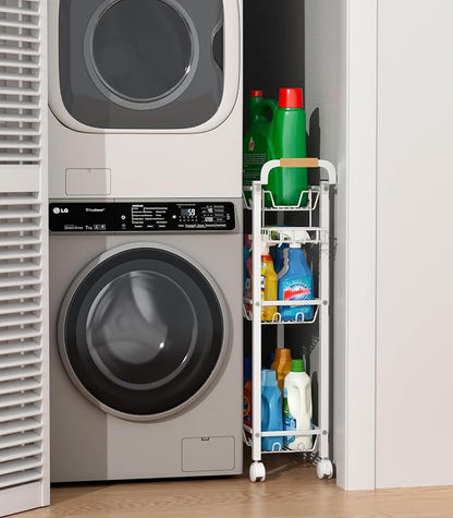 AOODA Laundry Room Cart with Top Detergent Holder, Metal Rolling Storage Cart - Image 5