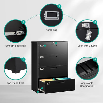 SISESOL 4 Drawer Lateral File Cabinet - Image 5