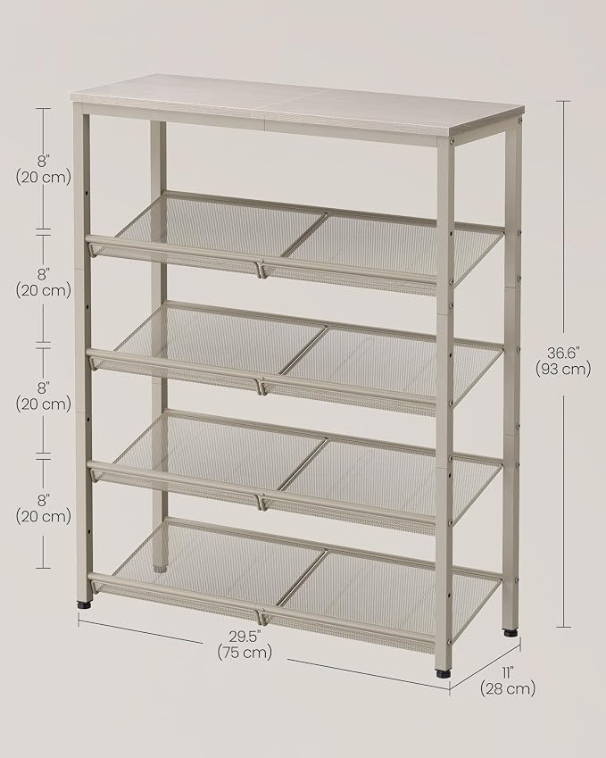 VASAGLE Shoe Rack for Entryway, Freestanding, Adjustable, Industrial | 5-Tier - Image 3