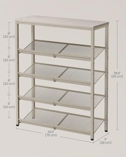 VASAGLE Shoe Rack for Entryway, Freestanding, Adjustable, Industrial | 5-Tier - Image 3