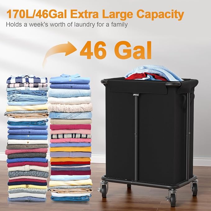 Hodonas Laundry Basket with Wheels, Rolling Laundry Hamper, 46 Gallons - Image 2