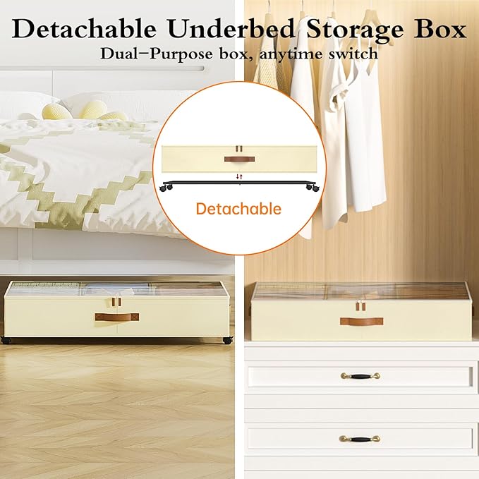 Yecaye Under Bed Storage with Wheels, 4 Pack Under Bed Storage Containers with - Image 5