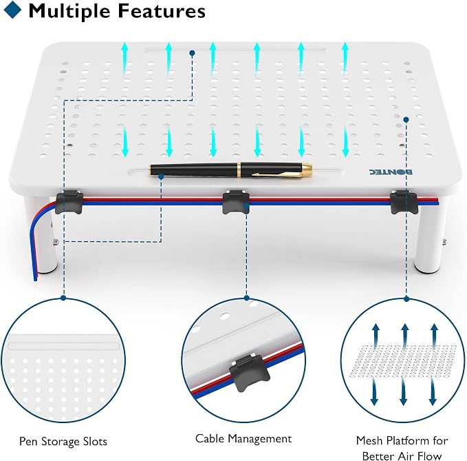 BONTEC 2 Pack 3 Height Adjustable Monitor Stand Riser - Image 4