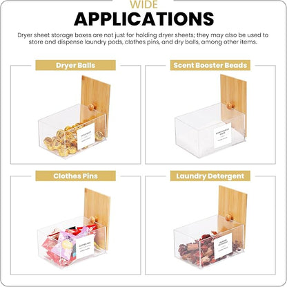 Dryer Sheet Holder with 30 waterproof Labels, Acrylic made tissue box holder - Image 6