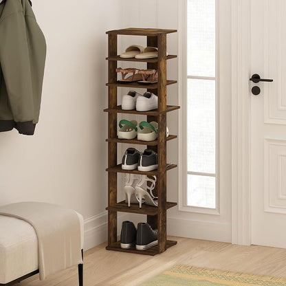 Furinno Compact Vertical Shoe Rack, 8-Tier Narrow Shoe Organizer, Free Standing - Image 2