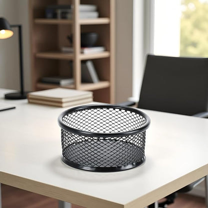 1Pc Black Metal Paper Clip Holder Mesh Paperclip Bowl Binder Clip Dispenser - Image 7