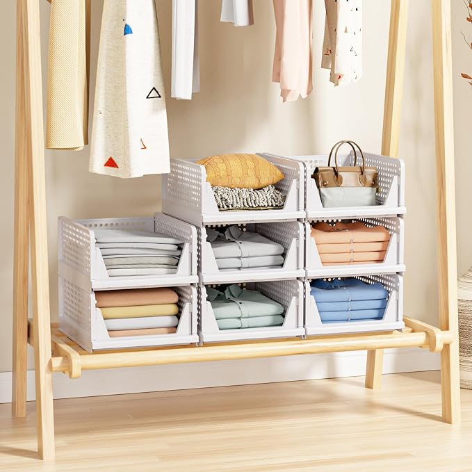 4 Pack Stackable Closet Storage Basket - Image 5