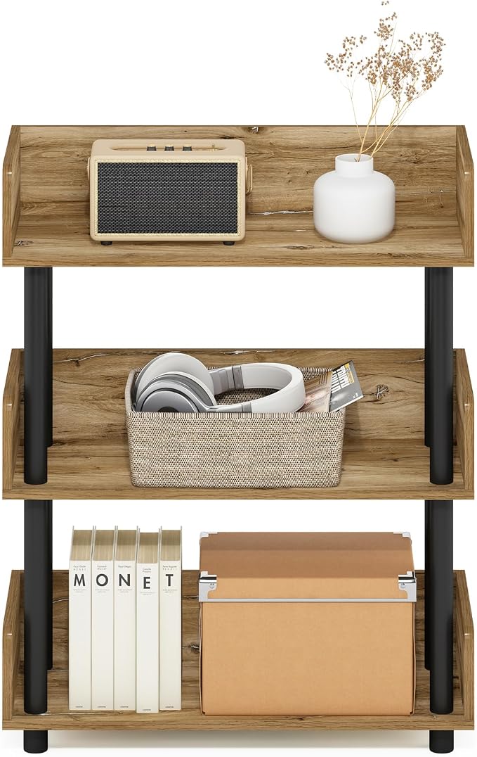 Furinno TURN-N-TUBE 3-Tier Display Shelf, Storage Shelves, Book Shelf, Open - Image 5