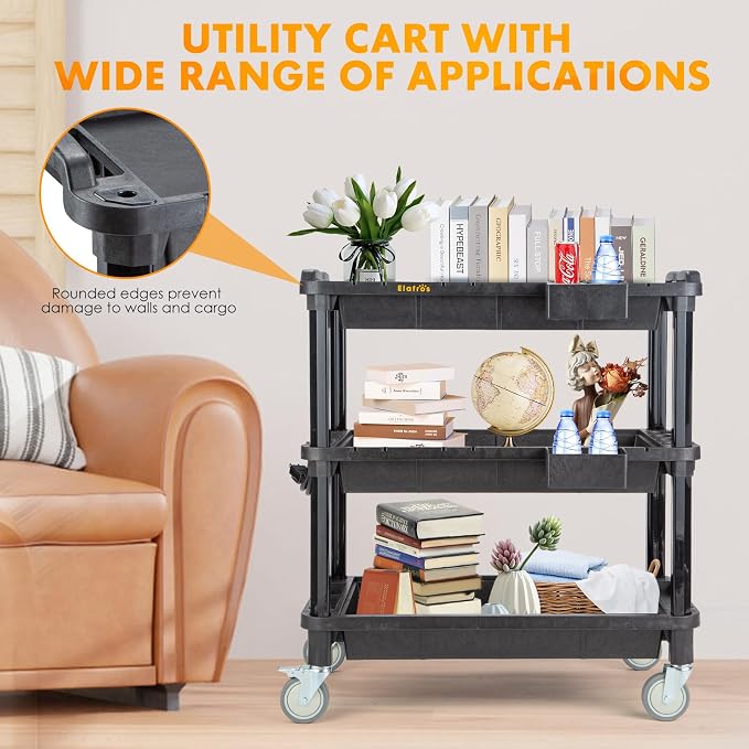 3-Shelf Rolling Utility Cart - Image 5