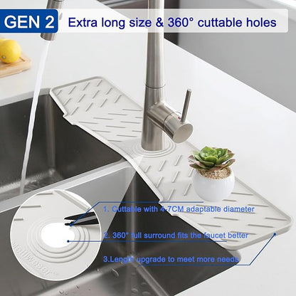 Meiliweser Faucet Mat for Kitchen Sink – 24” x 5.1” Extra-Long Silicone Splash - Image 5