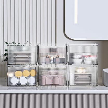 ZHIAI 6 Pack Clear Stackable Storage Drawer, Acrylic Drawer, Cosmetic Organizer - Image 4