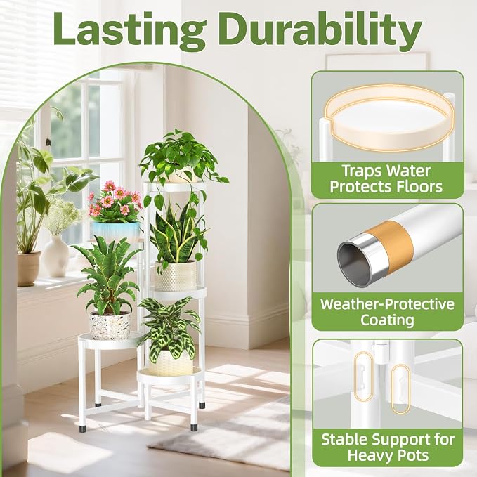 iDavosic.ly Plant Stand Indoor Outdoor, 5 Tier Corner Metal Flower Display - Image 5