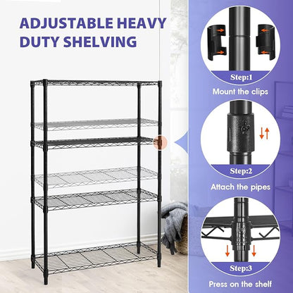 PayLessHere | 4-Tier Wire Shelf | 36"x14"x54" | Black | Adjustable Racks | - Image 5