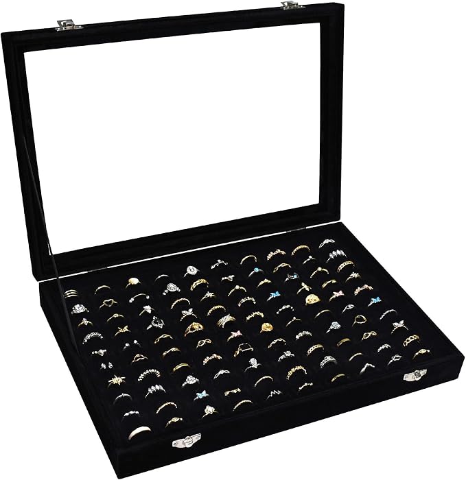 Velvet Ring Display Tray Organizer Box by Siveit