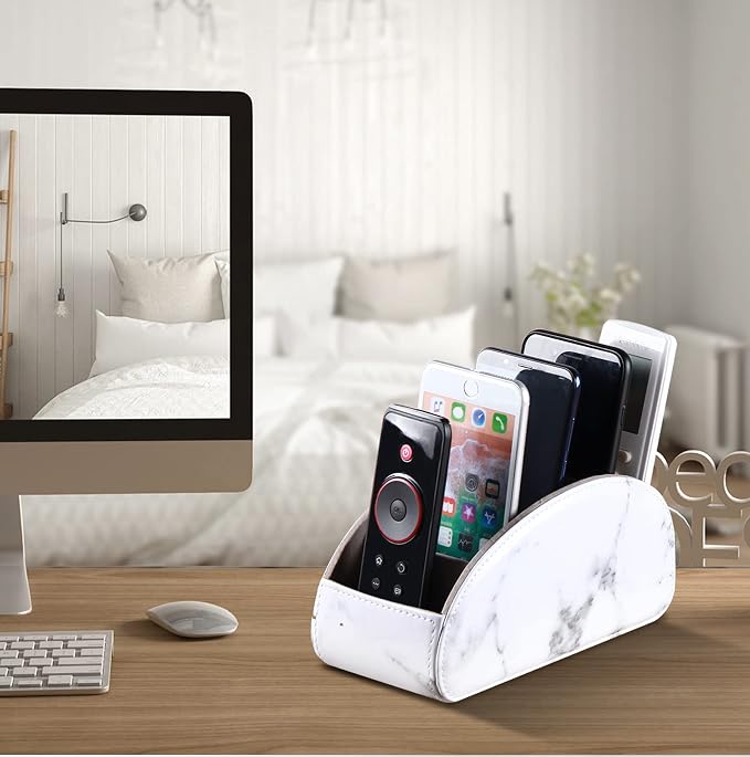 All-in-One Leather White TV Remote Holder - Image 5