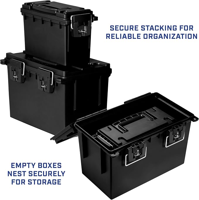 Sheffield Ammo Box Made in USA, Stackable Lockable Ammo Storage Box, Water & - Image 8