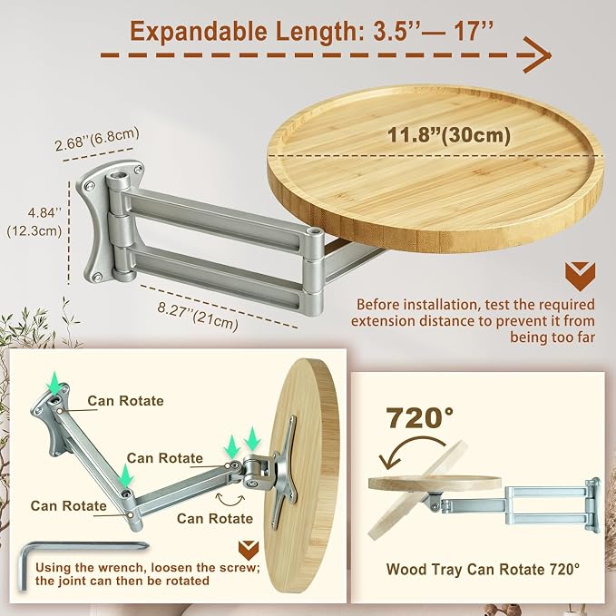 Wall Mounted Folding Table, Retractable Small Bamboo Drop Down Floating Wall - Image 2
