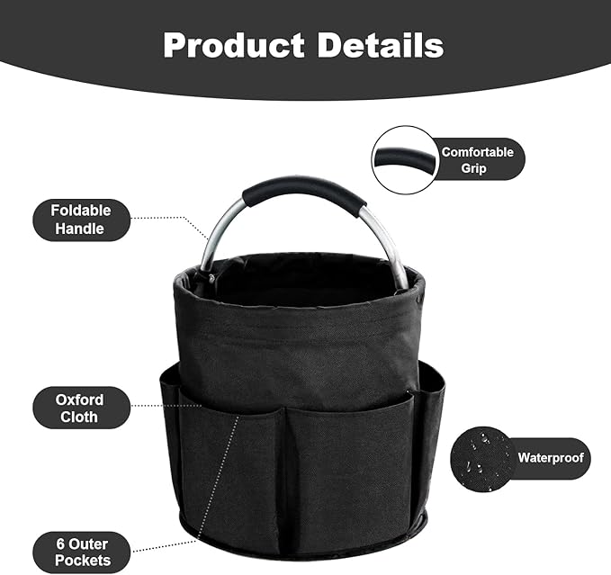 17L Cleaning Caddy with Handle, Cleaning Supplies Organizer, Foldable Storage - Image 5