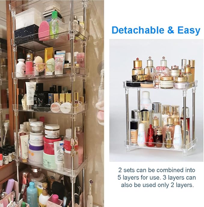 QIYUSHRY Bathroom Organizer Countertop Storage Clear 3 Tier Skincare Organizer - Image 7