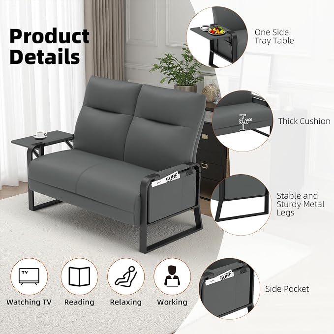 Faux Leather Loveseat, Upholstered Loveseat - Image 8