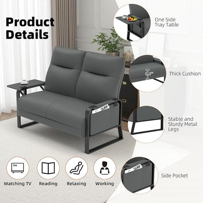 Faux Leather Loveseat, Upholstered Loveseat - Image 8