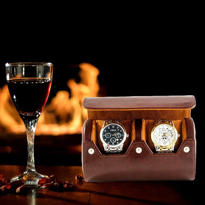 MR.OKAY 2 Watch Travel Case- Classic Leather Watch Case - Image 5