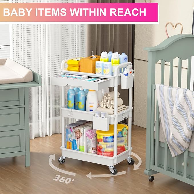Goovilla 3 Tier Rolling Utility Cart Organizer - Image 6
