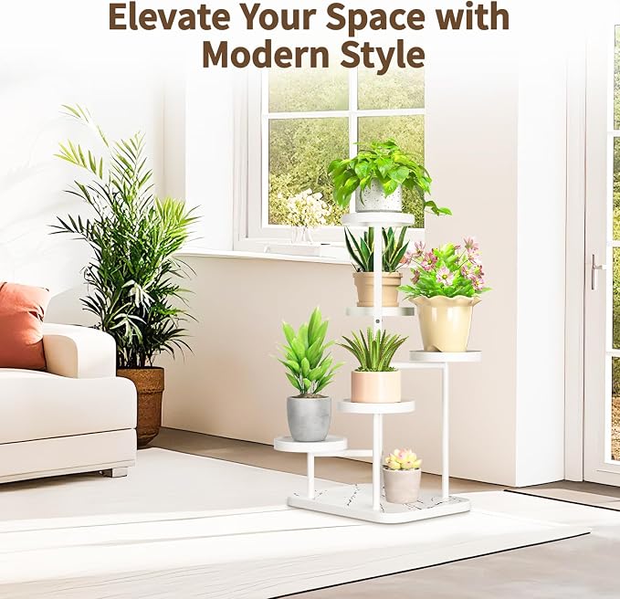 LASZOLA 5 Tier Tall White Plant Stand Rack Indoor Outdoor House, Heavy Duty - Image 8