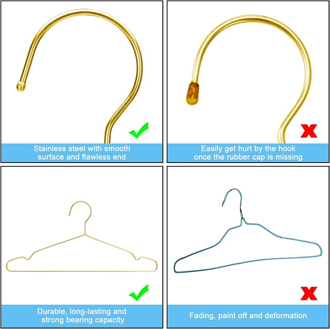 Gold Hangers for Clothes, Ultra Thin Metal Clothes Hangers Heavy Duty Coat - Image 8