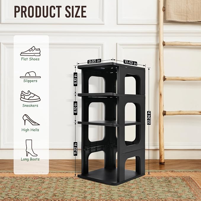 TRZZ 4-Tier Small Shoe Rack, Vertical Narrow Stackable Organizer - Image 3