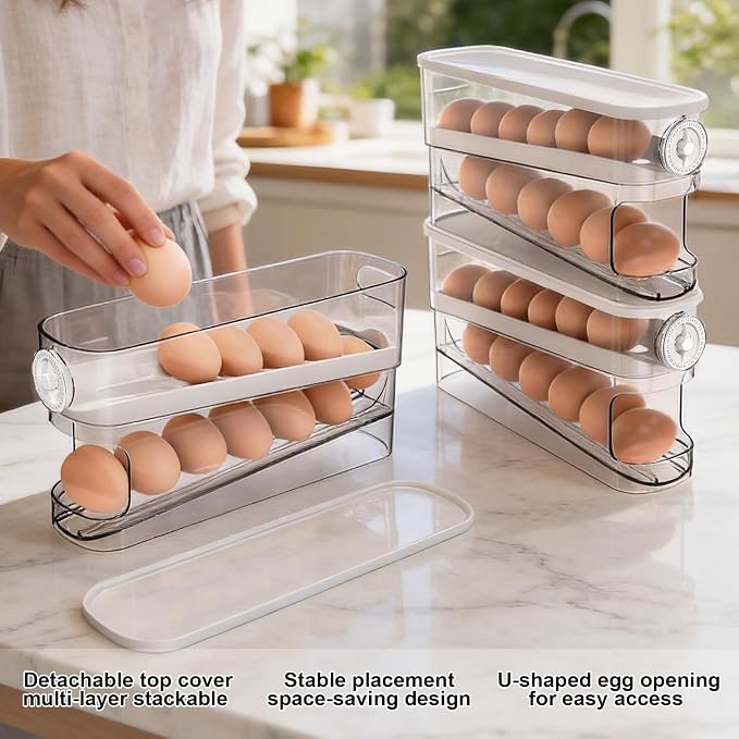 Egg Dispenser For Refrigerator Automatic Rolling, Space-Saving Egg roller - Image 5