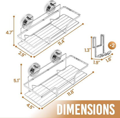 LEVERLOC Shower Caddy Suction Cup 2 Pack, Shower Shelf - Image 8