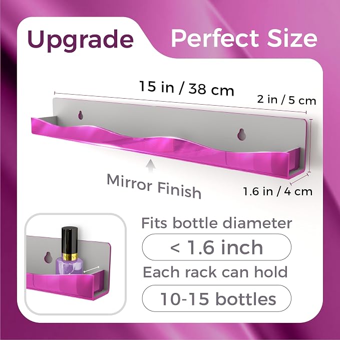 YMVV Wall-Mounted Nail Polish Organizer Rack - Image 3