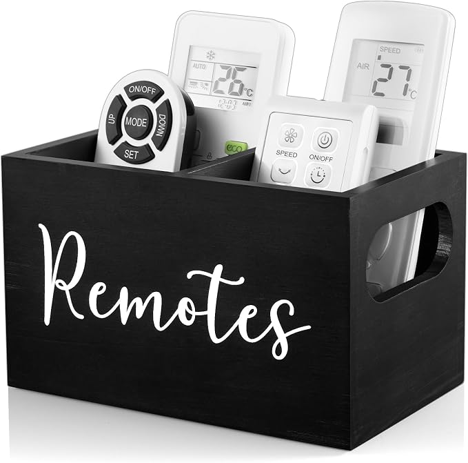 DRASTAR Remote Control Holder, Wood TV Remote Holder, Remote Storage Caddy by EnhanceYourDailyLife