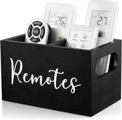 DRASTAR Remote Control Holder, Wood TV Remote Holder, Remote Storage Caddy by EnhanceYourDailyLife
