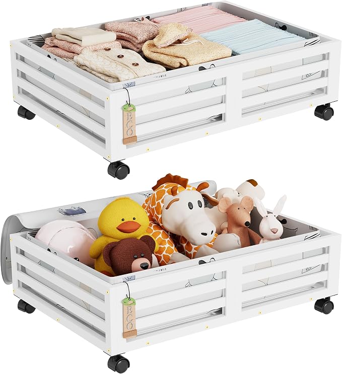Under Bed Storage with Wheels-Large Bamboo Underbed storage Containers with by Xadgve