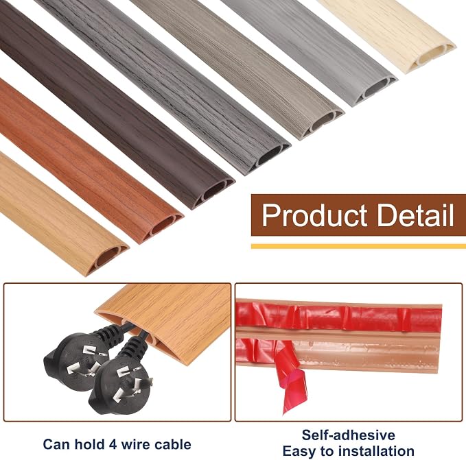 HARFINGTON 6ft Cord Cover Floor W0.6 x H0.33 Inner Channel PVC Hide Extension - Image 4