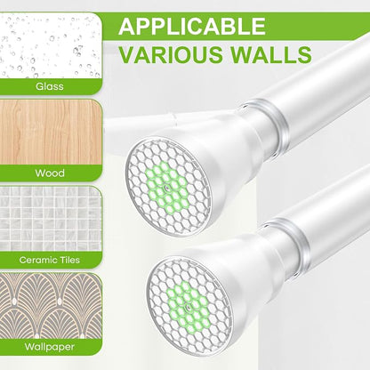 2Pack Shower Curtain Rod 45 to 77 Inches White Shower Rod Tension Curtain Rod - Image 4