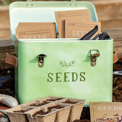 1Canoe2 Tin Seed Organizer Storage Box, Garden Seed Packet Vault Container - Image 5