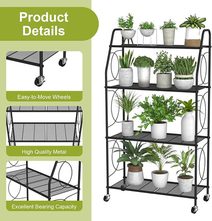 VyGrow 4 Tier Plant Stand with Wheels, Plant Shelf - Image 6