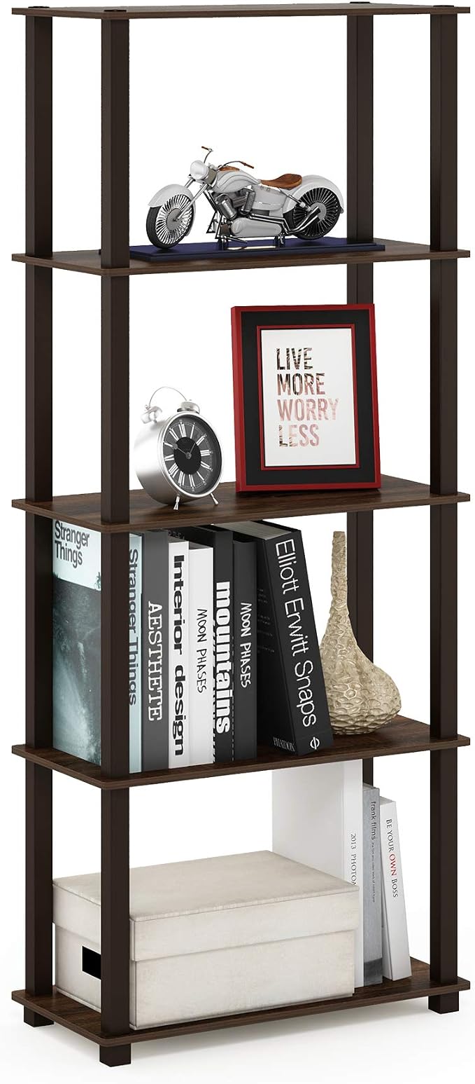 Furinno TURN-S-TUBE Book Shelf, 5-Tier Toolless Storage Shelves by Furinno-FitsYourSpaceFitsYourBudget