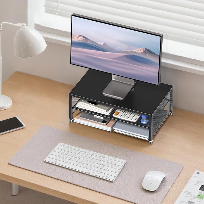 Desk Organizers and Accessories, 2-Tier Metal Computer Monitor Stand Riser - Image 6