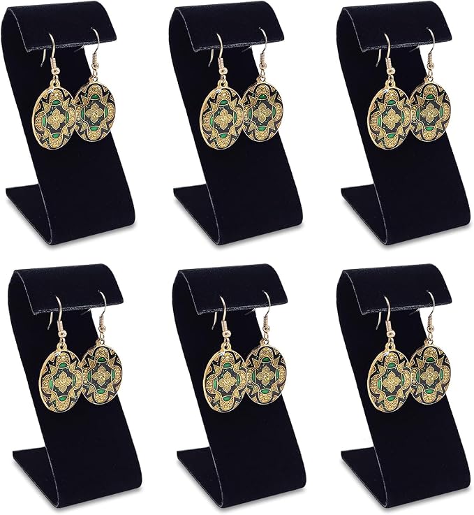 MOOCA 6 Pcs Black Velvet Earring Display Stand Displays, Jewelry Organizer by Mooca